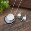 Wholesale Zinc Alloy Color Painting Oil Three-layer Ring Hollow Necklace Earring Set
