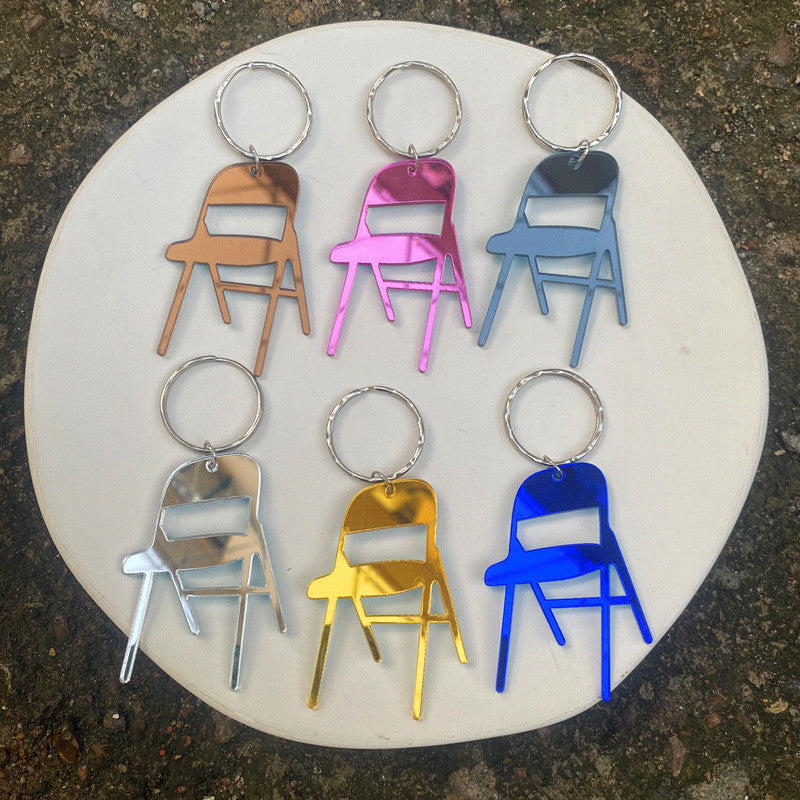 Wholesale Acrylic Leopard Print Mirror Mini Simulation Chair Keychain