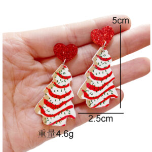 White christmas tree earrings h162
