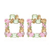 Wholesale Square Colored Diamonds Geometric Alloy Diamond Earrings