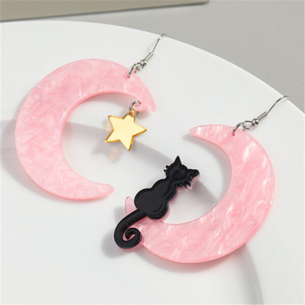 O1CN017R2IL327SccwB4u5I_3843297796-0-cib Wholesale Asymmetric Acrylic Moon Cat Creative Exaggerated Earrings