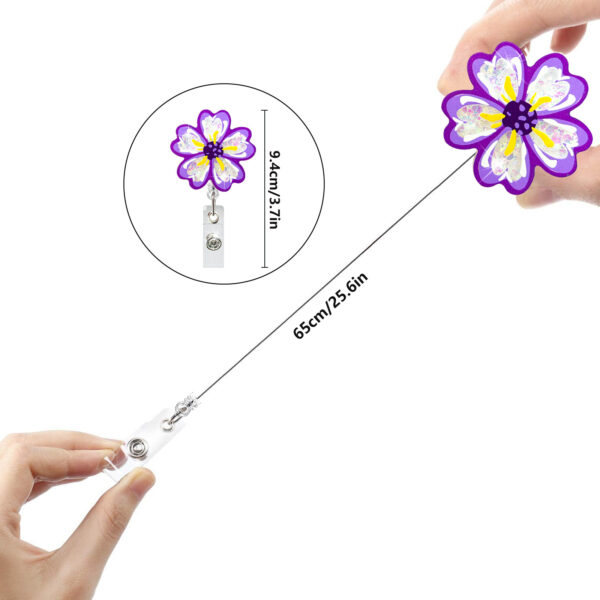 Wholesale Colorful Flowers Acrylic Retractable Badge Scroll Keychain