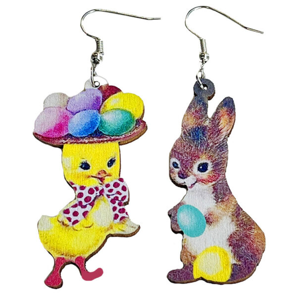 Wholesale Easter Mushroom Cross Rabbit Egg Wooden Earrings