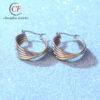 Wholesale Gold Stainless Steel Multilayer Lines Titanium Steel Earrings