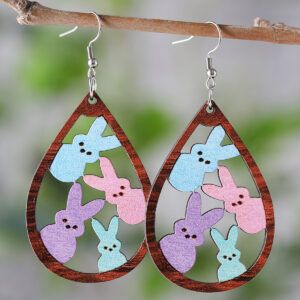 Easter water drop hollow rabbit earrings 4