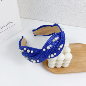 Sapphire blue straw mat beaded