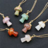 Wholesale Natural Crystal Stone Mushroom Necklace