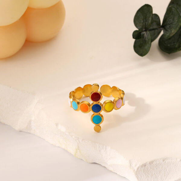 Wholesale Stainless Steel Golden Opening Iridescence Oil Dripping Ring