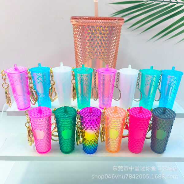 Wholesale Mini Colorful Diamond Durian Cup Keychains