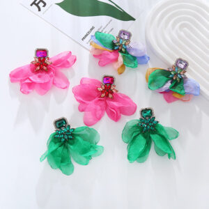 O1CN017bRFxW2LDsVcMjIlS__2206398079659-0-cib Wholesale Vacation Style Mesh Flower Alloy Earrings