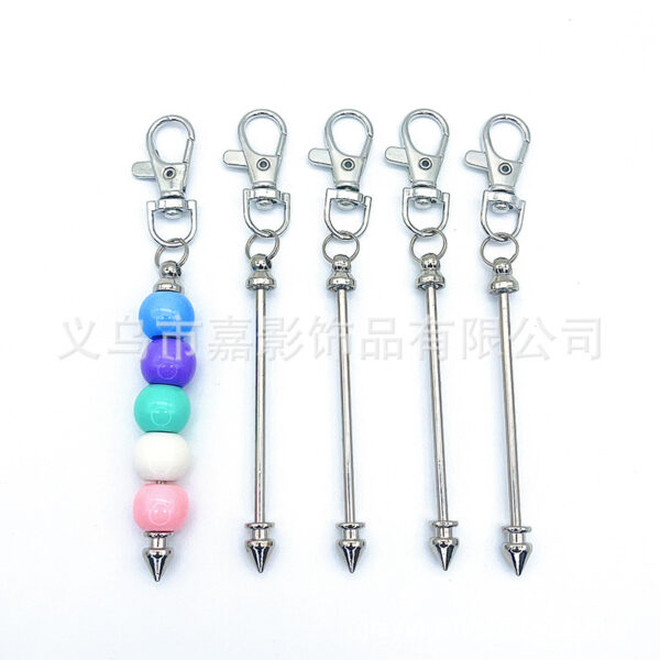 O1CN017bzrNw1tecOJTmGFB_2214663755927-0-cib-1 Wholesale DIY Metal Beaded Cone Bullet Rod Lobster Buckle Keychain