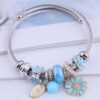 Wholesale Stainless Steel Wire Handmade Beaded Daisy Crystal Adjustable Bracelet