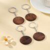 Wholesale DIY Blank Round Wood Chip Keychain