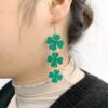 Wholesale St. Patrick's Day Glitter Clover Acrylic Earrings