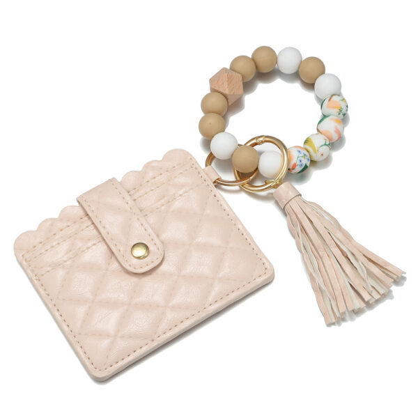 Wholesale Silicone Beaded Card Holder Wrist Keychain