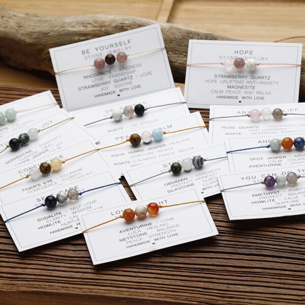 Wholesale Stone Beads Braided Amethyst Lapis Lazuli Strawberry Crystal Bracelet