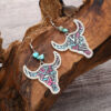 O1CN017jDMiK1ftMXkXDlrG_3172764064-0-cib Wholesale Western Cowboy Style Bull Head Color Leather Diamond Retro Earrings