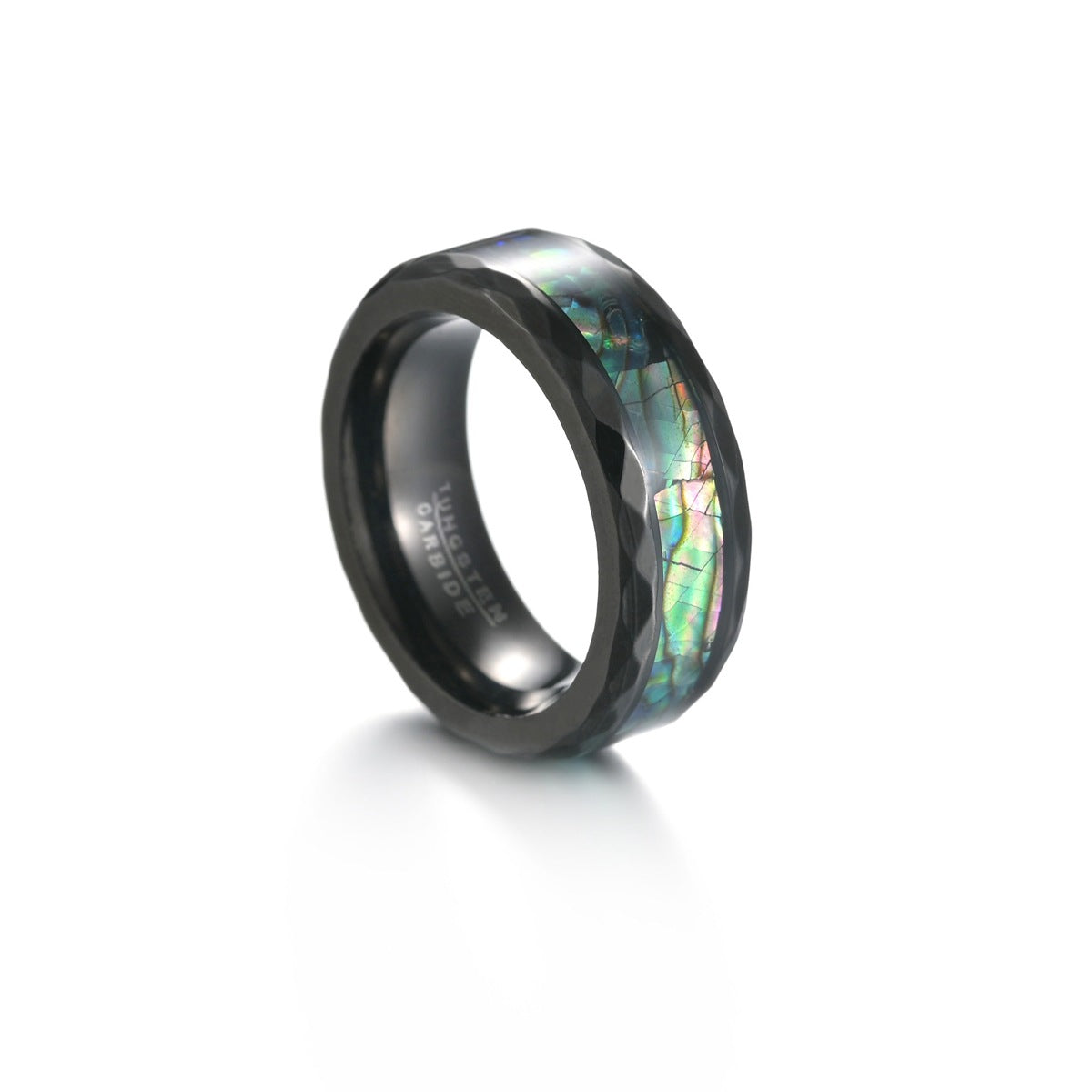 Wholesale Black Plated Abalone Rings Tungsten Carbide