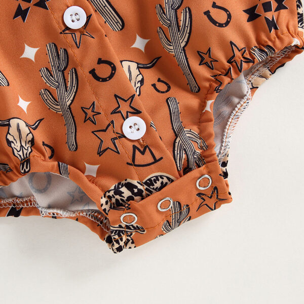 Wholesale Cotton Boys Shirt Aztec Western Style Denim Cactus Jumpsuit