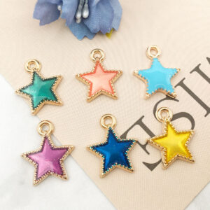 Dropping oil zinc alloy pentagonal stars 13x15mm-0.5g / Blue