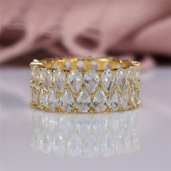 Wholesale White Diamond Zircon Gold Plated Copper Rings