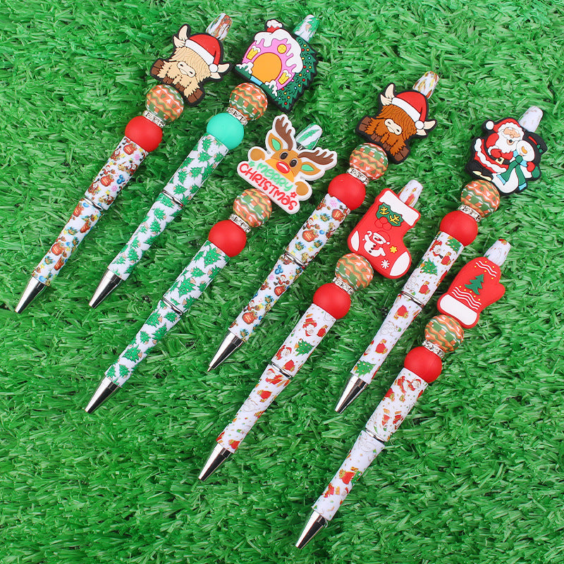Wholesale Beaded Pens Christmas Series Silicone Beads Plastic Ballint Pen