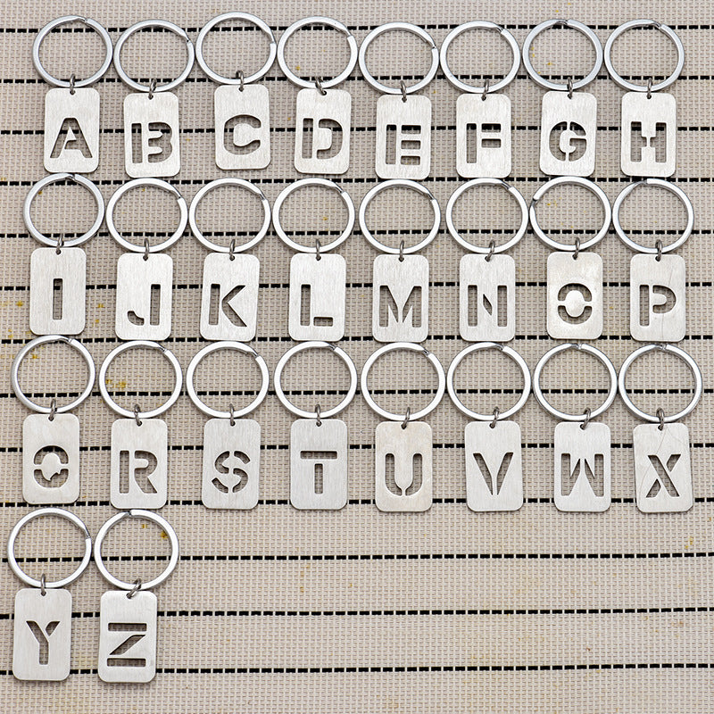 Wholesale Stainless Steel Creative Hollow 26 Letter Keychain