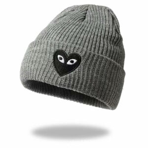 Heart gray hat black embroidery / Adjustable