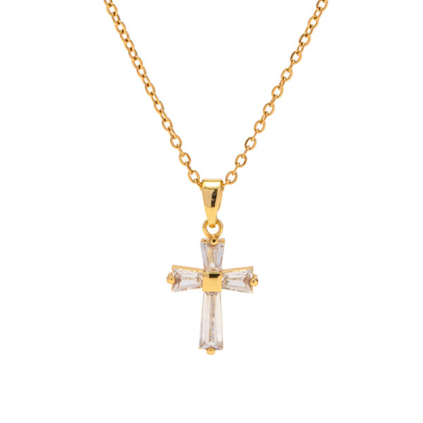 O1CN017prL242ElaFohVrYl_2210913638785-0-cib Wholesale 18K Gold Stainless Steel White Zirconia Square Cross Necklace