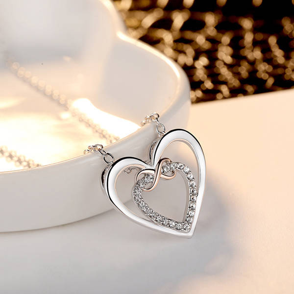 Wholesale Necklace Stainless Steel Double Heart Shape OLY-NE-WL141
