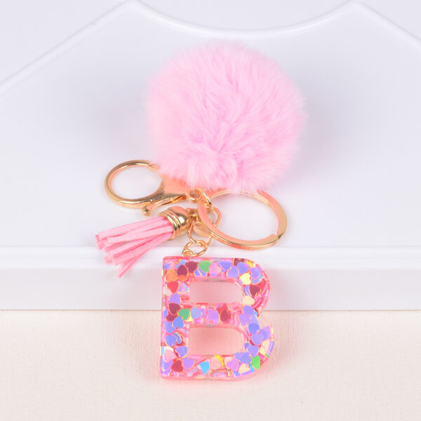 O1CN017sTI0l2GvmO36g5dY_2206519729078-0-cib-3 Wholesale Popular Fur Ball Love Letter Resin Keychain