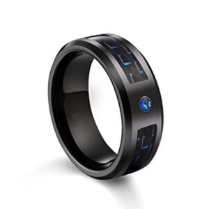 Blue zircon with blue carbon fiber and silver wire / No. 12