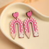 Wholesale Pencil U Shape Rainbow Wooden Earrings