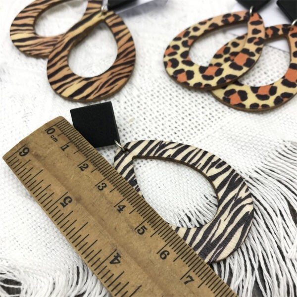 Wholesale Leopard Zebra Vintage Wood Earrings