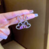 Wholesale Heart Full Diamond Alloy Earrings