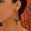 Wholesale Halloween Gothic Black Bat Alloy Earrings