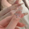 Wholesale Valentine's Day Alloy Love Pink Diamond Rings