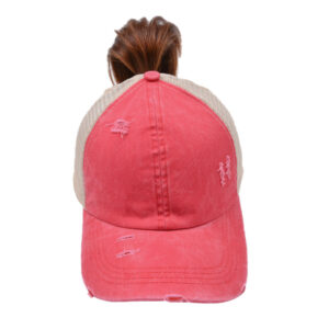 Bright red-ponytail cap / Free size
