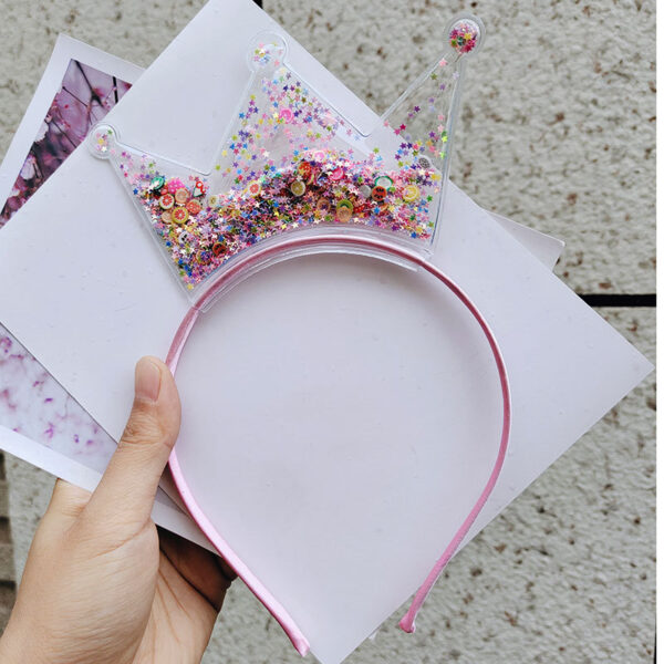 Wholesale Quicksand Crown Kids PVC Sequin Headbands