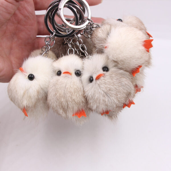 Wholesale Fox Fur Off-white Chick Keychain
