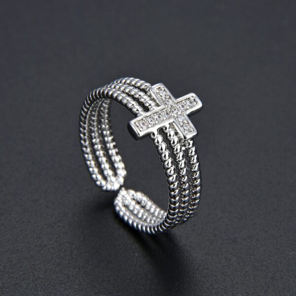 O1CN0181mt3R25dx1PJiw9t_2212612967550-0-cib Wholesale Multi-layered Diamond Zircon Cross Open Adjustable Ring
