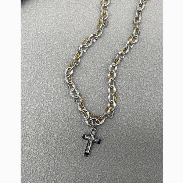 Wholesale Titanium Steel Wrap Cross Necklace with Diamonds