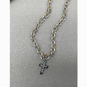 Wholesale Titanium Steel Wrap Cross Necklace with Diamonds