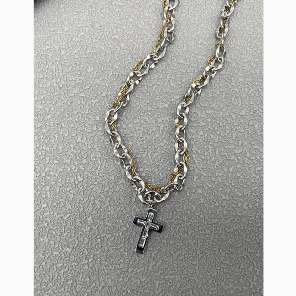 Wholesale Titanium Steel Wrap Cross Necklace with Diamonds
