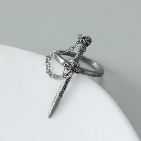 Wholesale Gothic Dark Cross Sword Tassel Alloy Ring