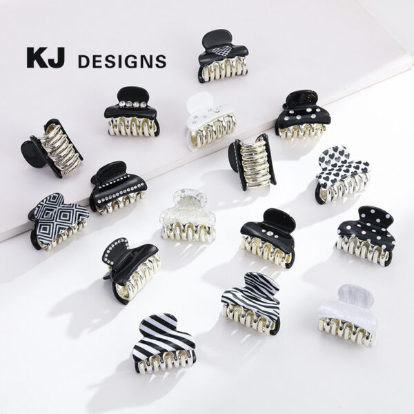 Wholesale Black & White Printed Acrylic Hair Clips