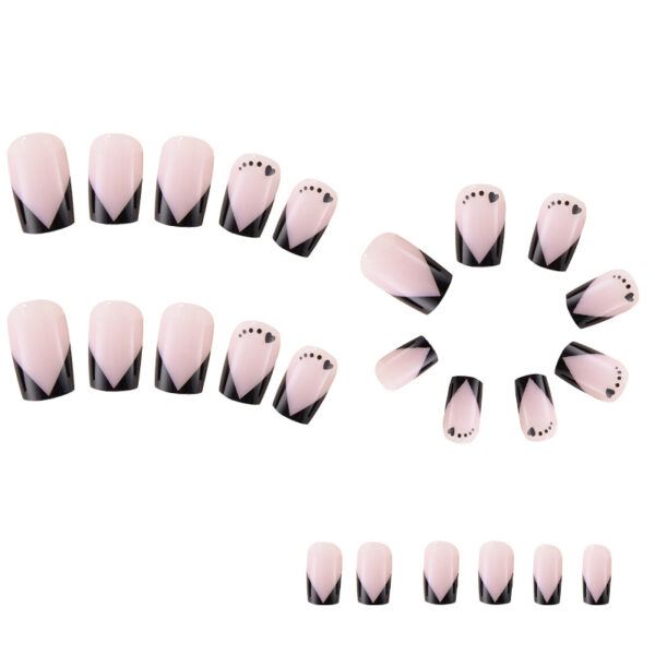 Wholesale French Black Love Plastic Fake Nail Patches