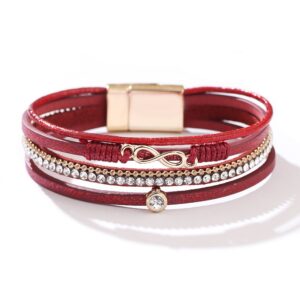 Bohemian red diamond magnetic bracelet
