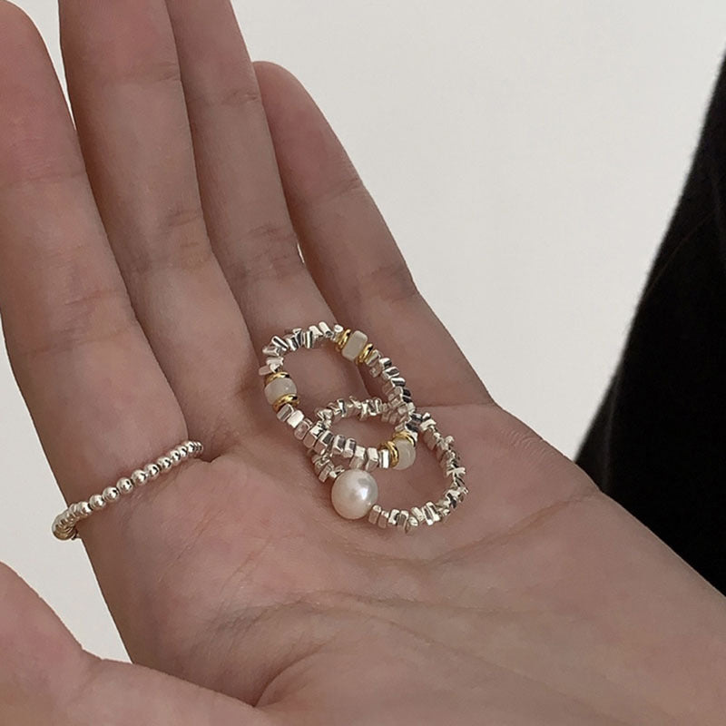 Wholesale Sterling Sier Gravel Beaded Rings