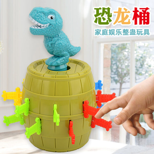 Wholesale of Children's Pranks, Sword Insertion, Dinosaur Wooden Bucket Party Toys